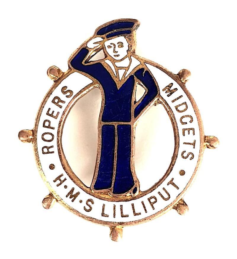 Ropers Midgets H.M.S. Lilliput entertainment promotional badge c1930 H.W.Miller