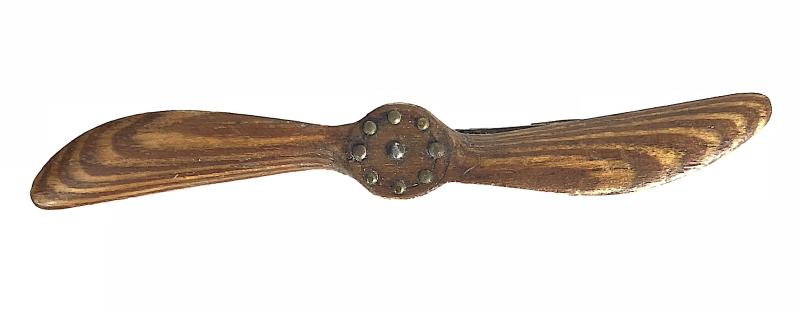 WW1 Royal Flying Corps RFC laminated wooden aircraft propeller pin badge