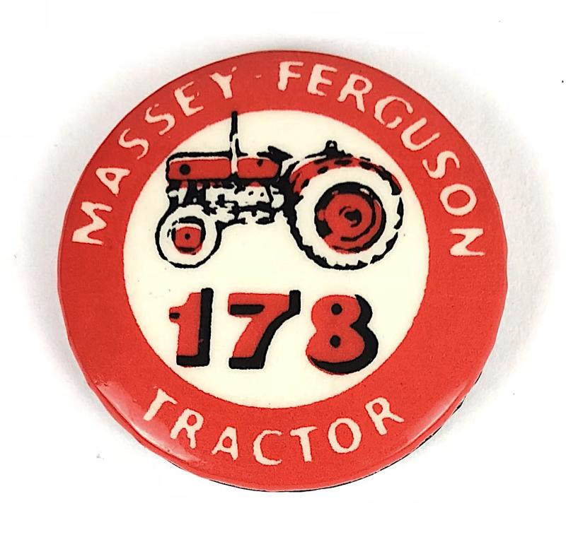 Massey Ferguson 178 Tractor advertising tin button badge c1968 - 1971