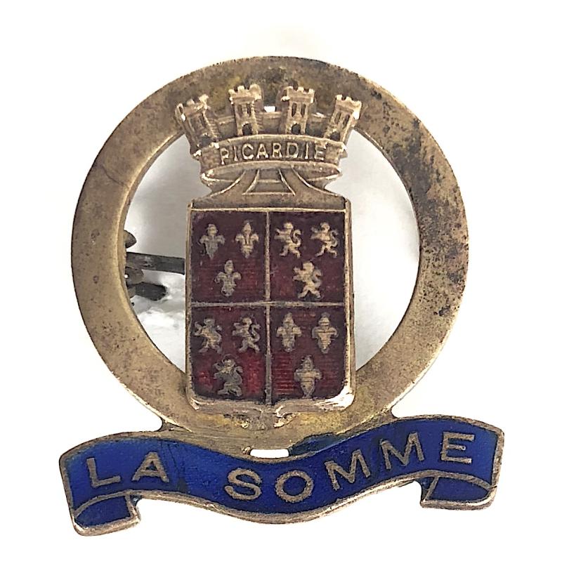 WW1 Battle of La Somme Province of Picardie France pin badge