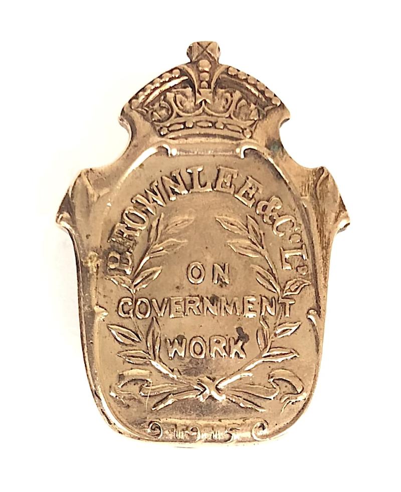 1915 Brownlee & Co Ltd Scottish timber merchants on war service badge