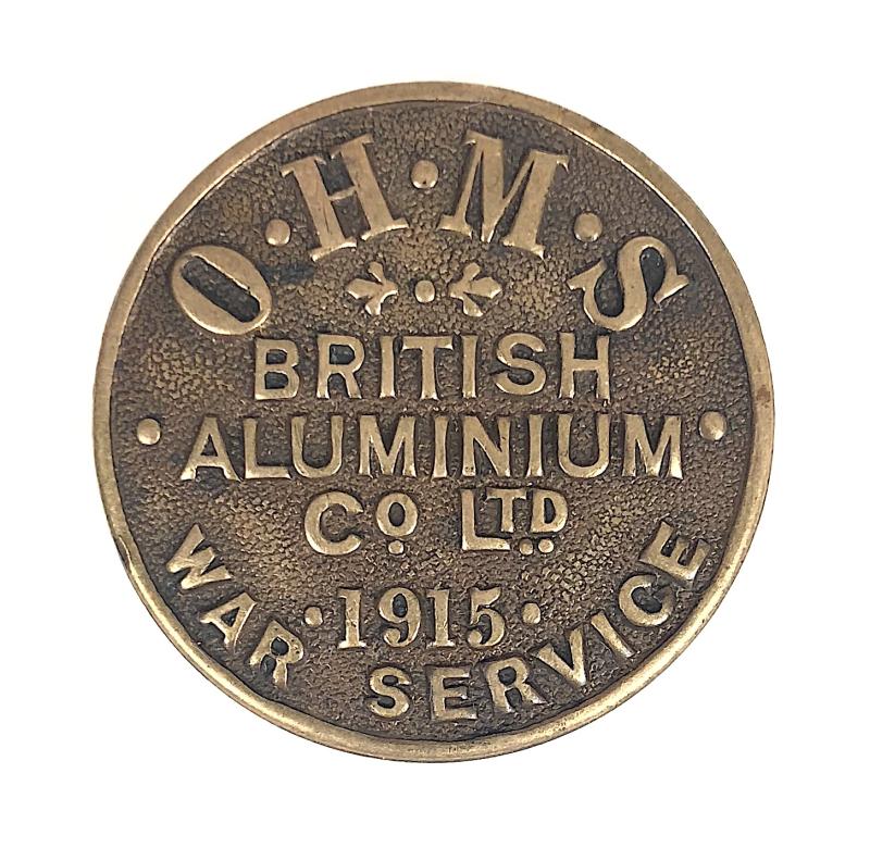 WW1 OHMS British Aluminium Co Ltd 1915 war service badge