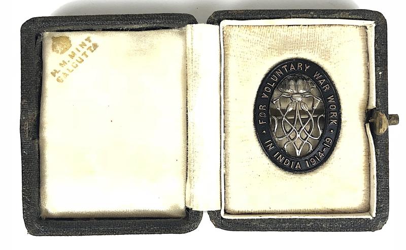 WW1 For Voluntary War Work In India tribute medal by H.M.Mint Calcutta