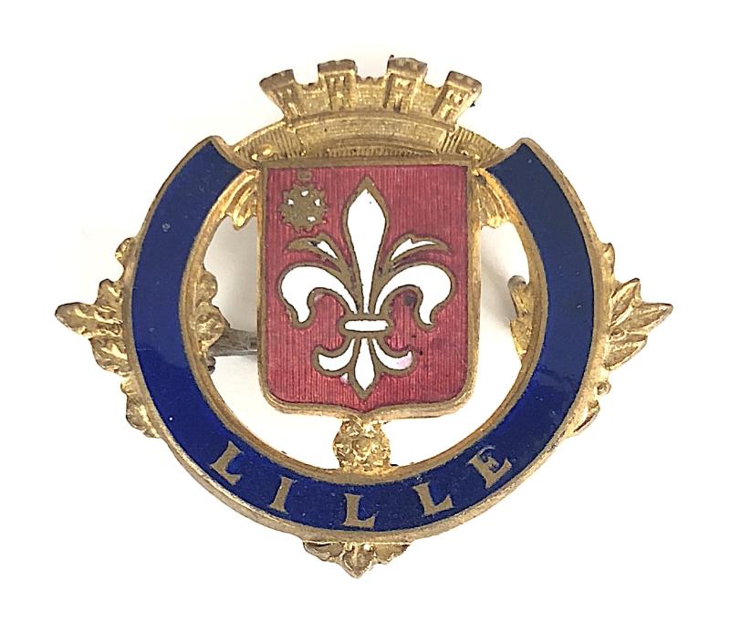 WW1 Battle of Lille French Town Crest pin badge