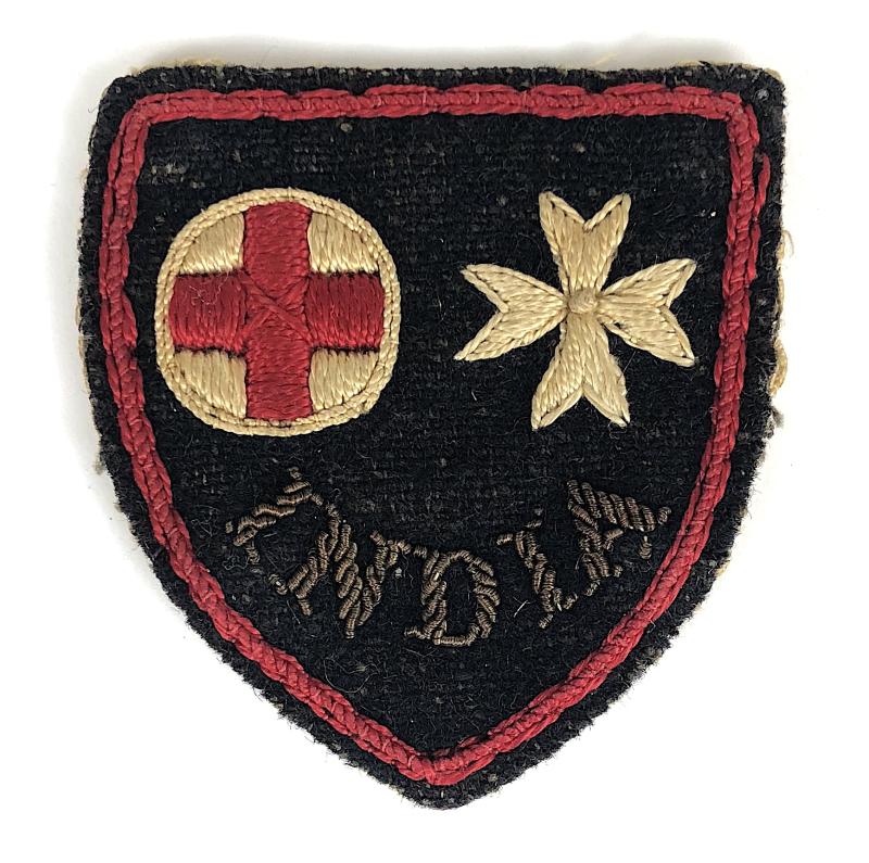 BRCS & Order of St John India officers felt cloth uniform wartime badge