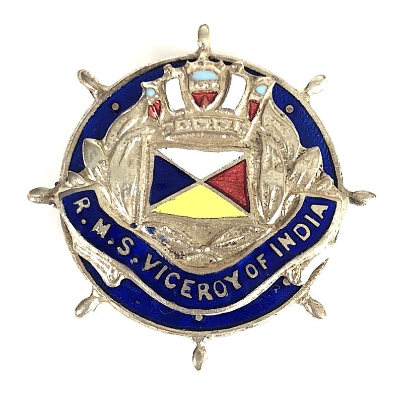 R.M.S. Viceroy of India P&O shipping line ships wheel badge torpedoed German U-407 Boat 1942