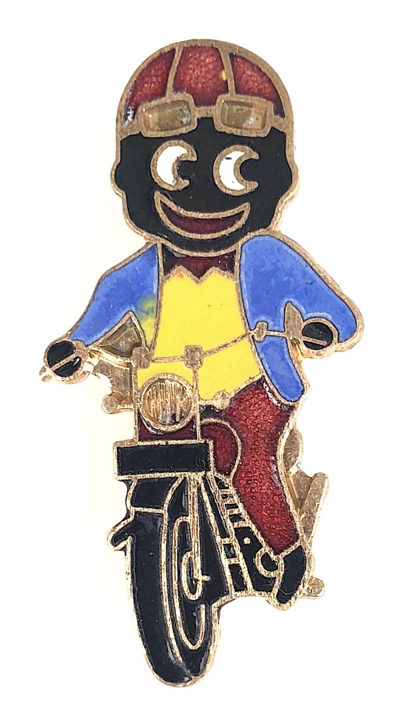 Robertsons 1970s Golly motorcyclist advertising badge