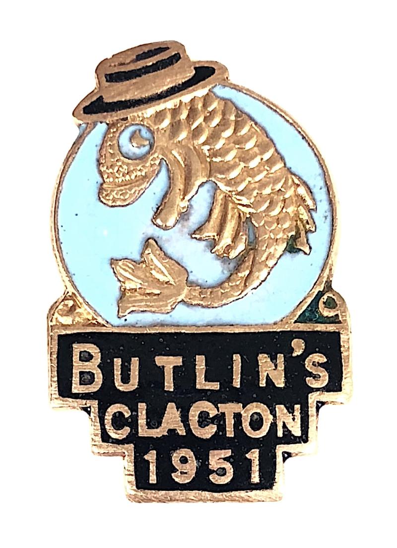 Butlins 1951 Clacton holiday camp leaping fish badge