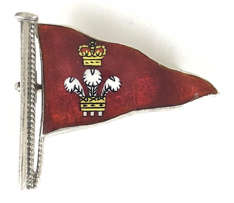 Royal Norfolk and Suffolk Yacht Club silver ripple pennant enamel flag brooch