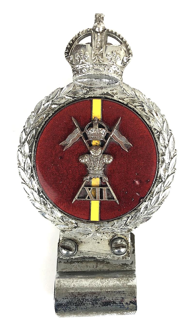 12th (Prince of Wales's) Royal Lancers cavalry regiment motor car grill badge