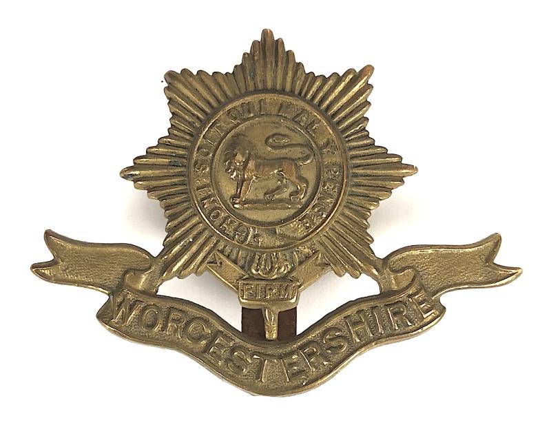 WWI Worcestershire Regiment All-Brass Cap Badge