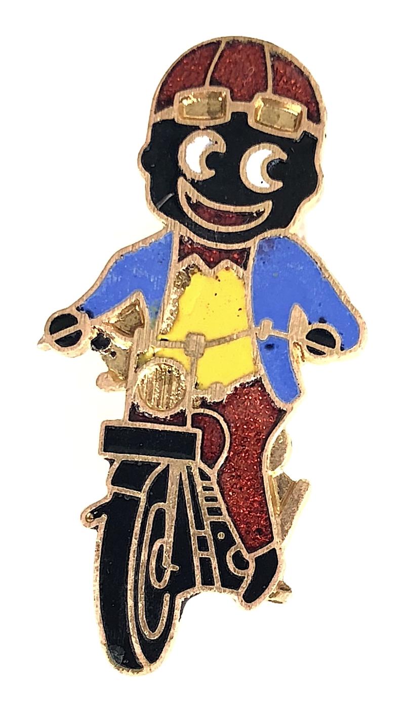 Robertsons 1970s Golly motorcyclist advertising badge