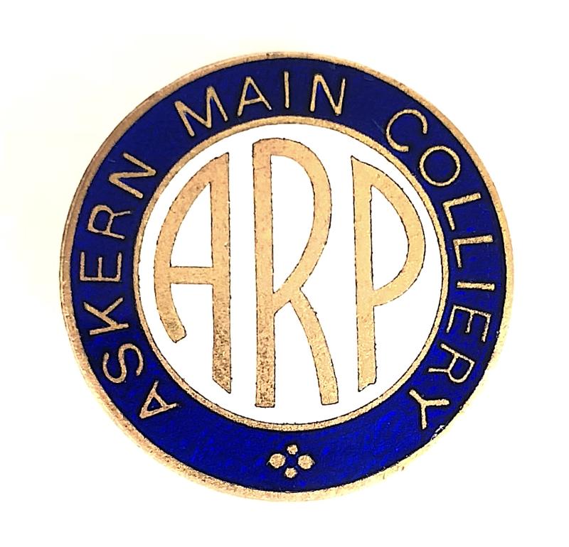 Askern Main Colliery Coal Mine ARP air raid precauctions badge nr Doncaster Yorkshire