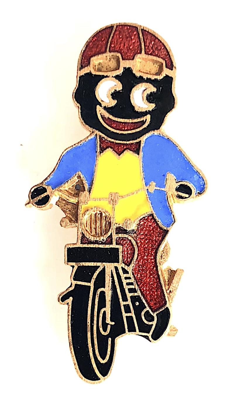 Robertsons 1970s Golly motorcyclist advertising badge