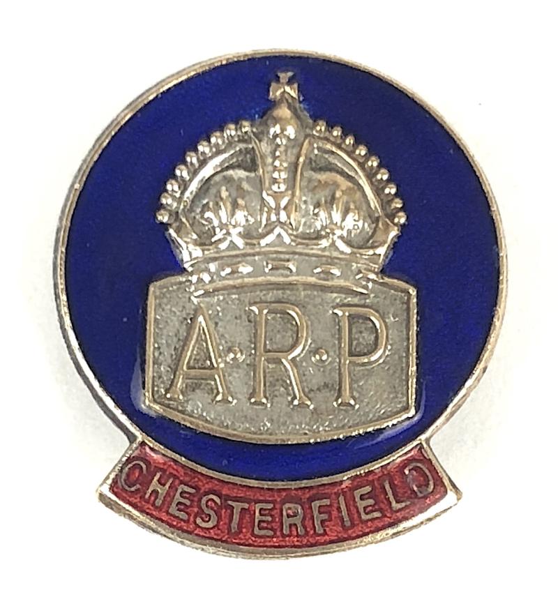 ARP Chesterfield air raid precautions warden's badge Derbyshire
