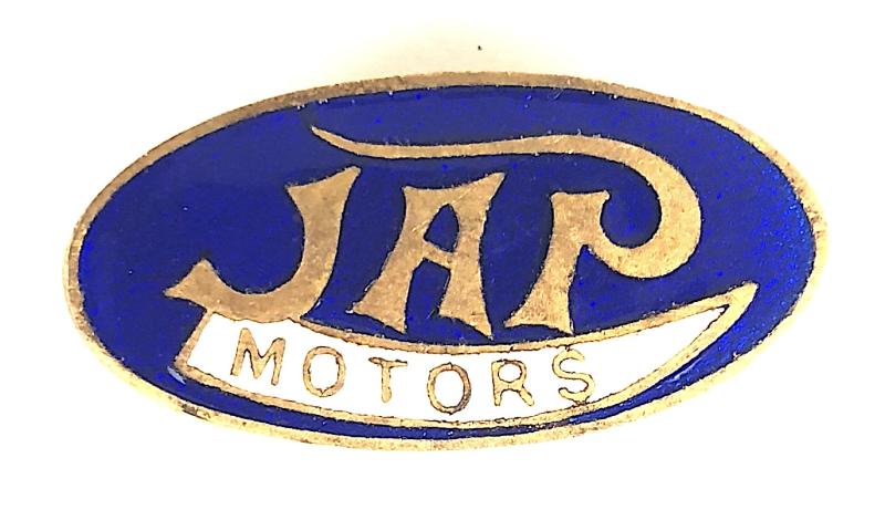 'J A P Motors' motor cycle engines advertising badge