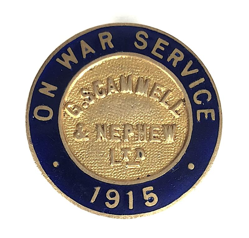 WW1 G Scammell & Nephew Ltd 1915 On War Service Badge