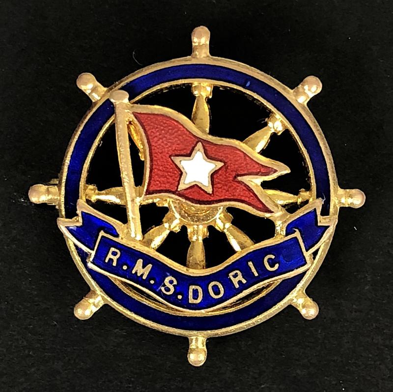 R.M.S. Doric White Star Line Ships Wheel Badge c1923 - 1934