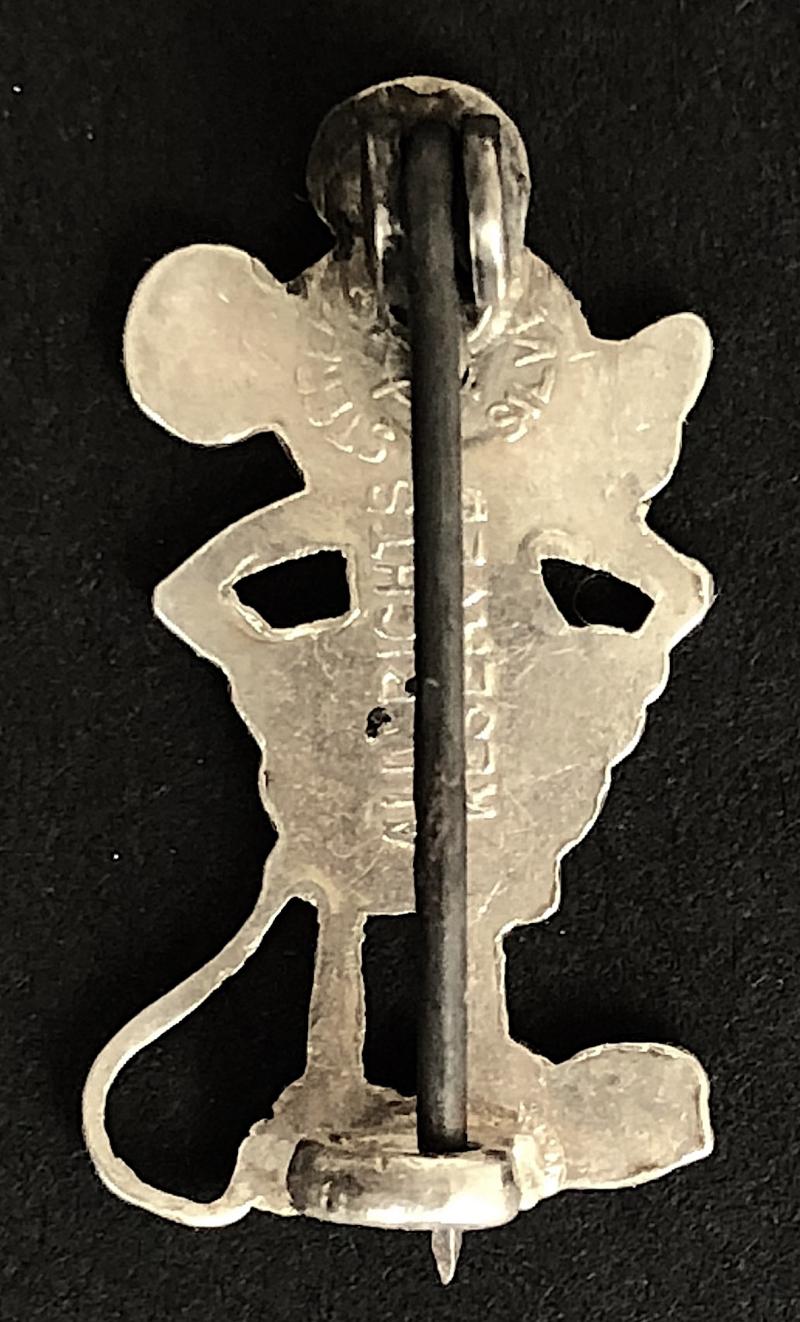 Mickey Mouse miniature cartoon character figure silver badge