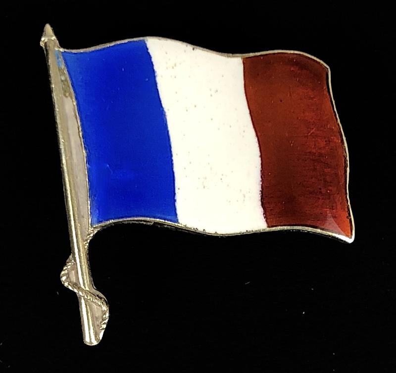 National Flag of France 1930 Sweden Silver Hallmarked Badge C.G. Hallberg