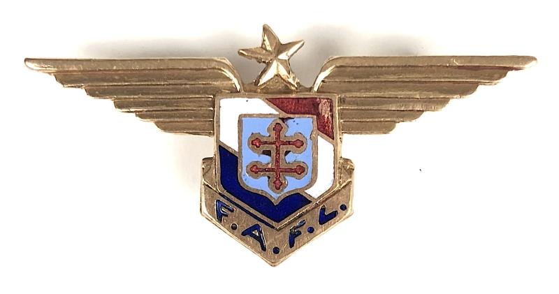 WW2 Free French Air Force pilots wing Forces FAFL supporters badge