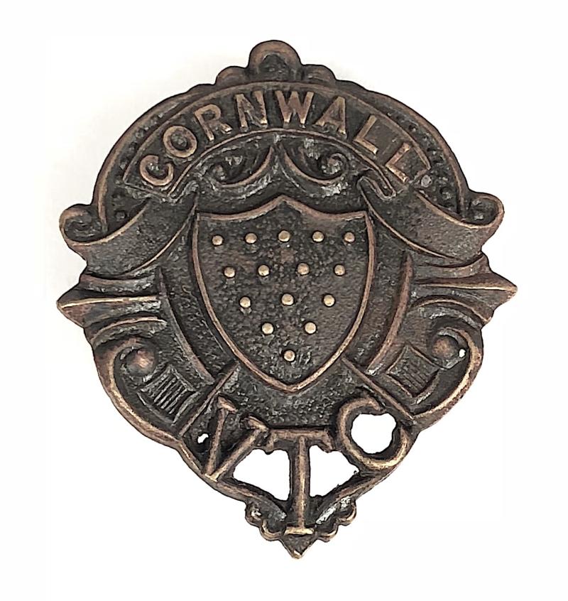 WW1 Cornwall Volunteer Training Corps VTC bronze officers cap badge