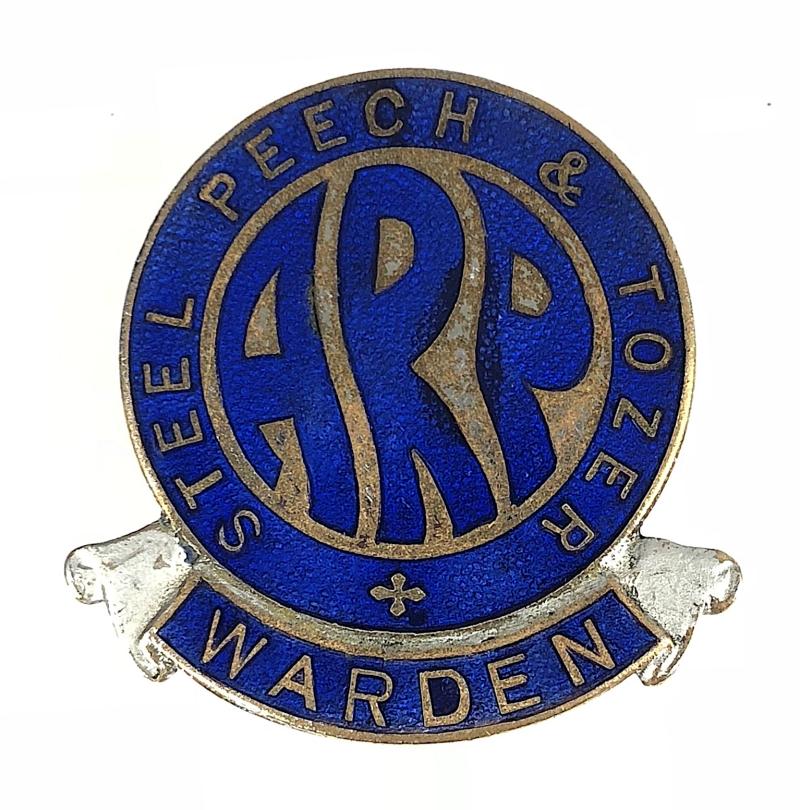 ARP Steel Peech & Tozer air raid precautions warden badge Rotherham South Yorkshire