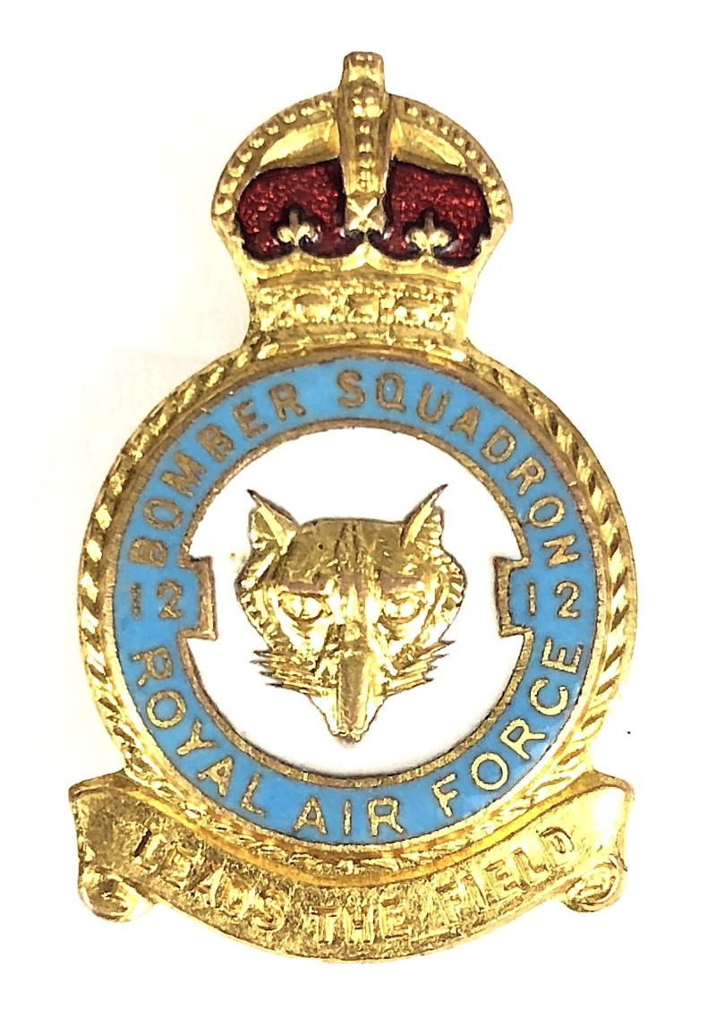 RAF No 12 Bomber Squadron Royal Air Force Badge H.W.Miller c1940s