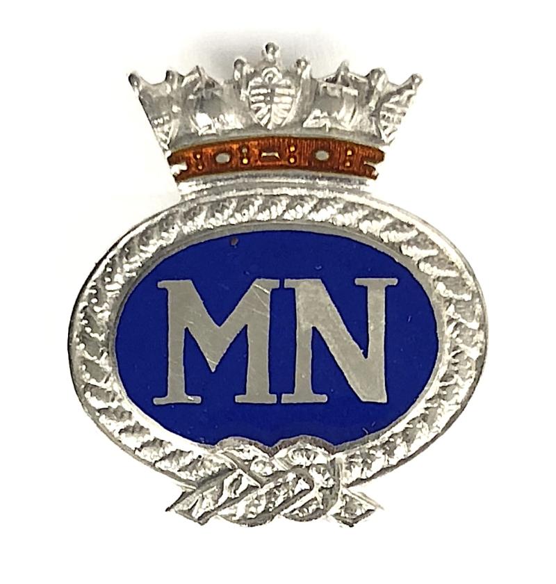 WW2 Merchant Navy silver and enamel pin badge