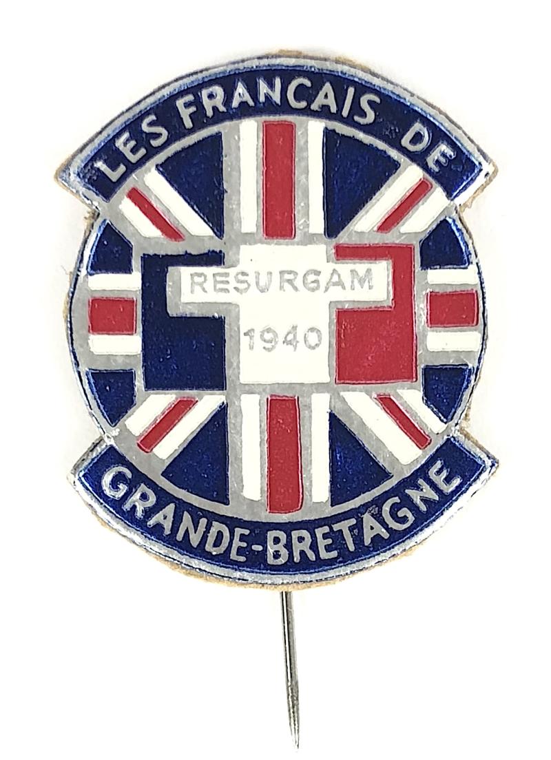 Free French Resurgam 1940 Fundraising Union Jack Paper Badge