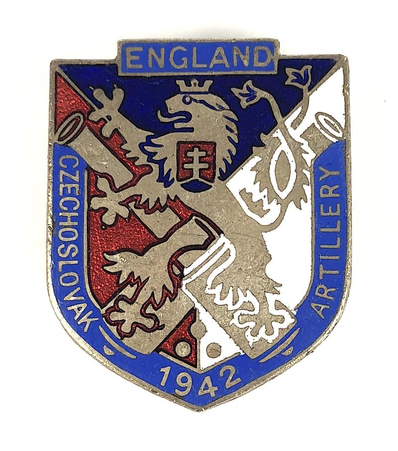 Free Czechoslovak Artillery in England 1942 enamel badge
