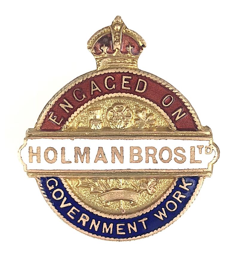 Holman Brothers Ltd On War Service Badge Camborne Cornwall