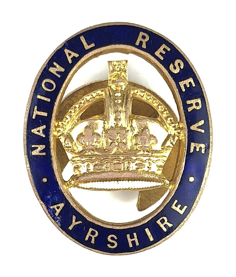 WW1 National Reserve Ayrshire Scottish home front lapel badge