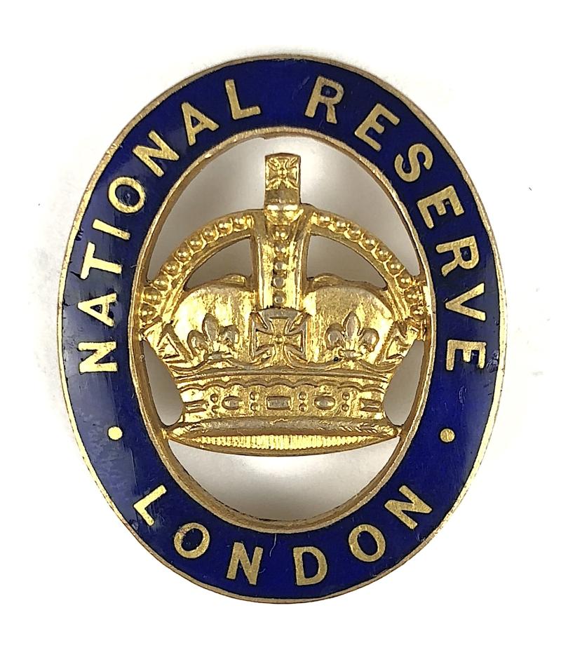 WW1 National Reserve London Original Pin Fitting Numbered Badge