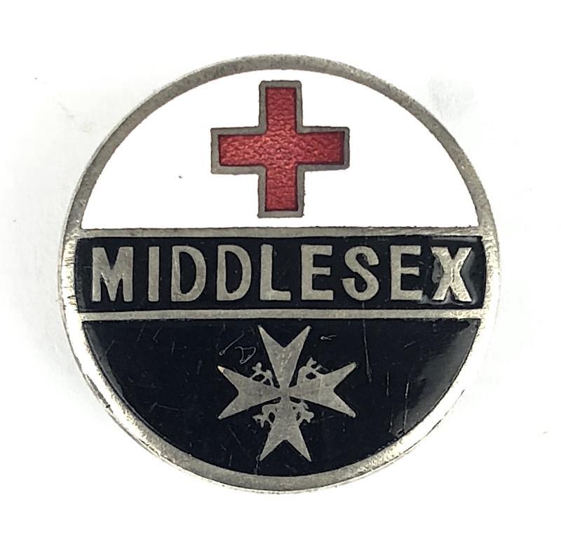 WW1 British Red Cross & Order of St John Middlesex Hat Badge