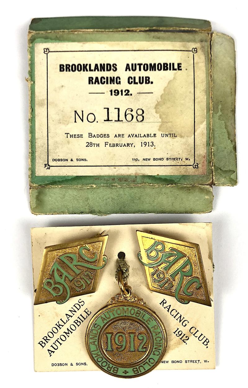 Brooklands Automobile Racing Club BARC 1912 set of cased badges