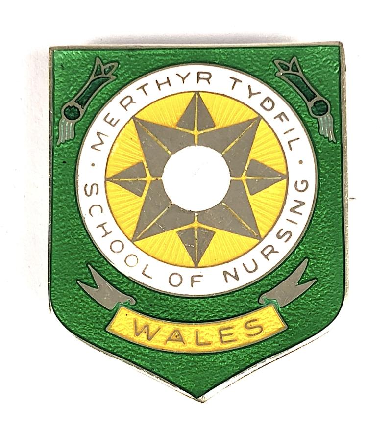 Merthyr Tydfill School of Nursing Wales 1970 silver hospital badge