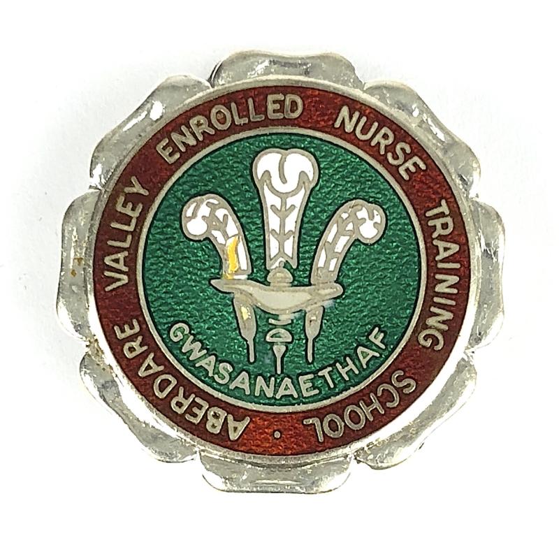 Aberdare Valley Enrolled Nurse Training School Wales 1970 silver hospital badge