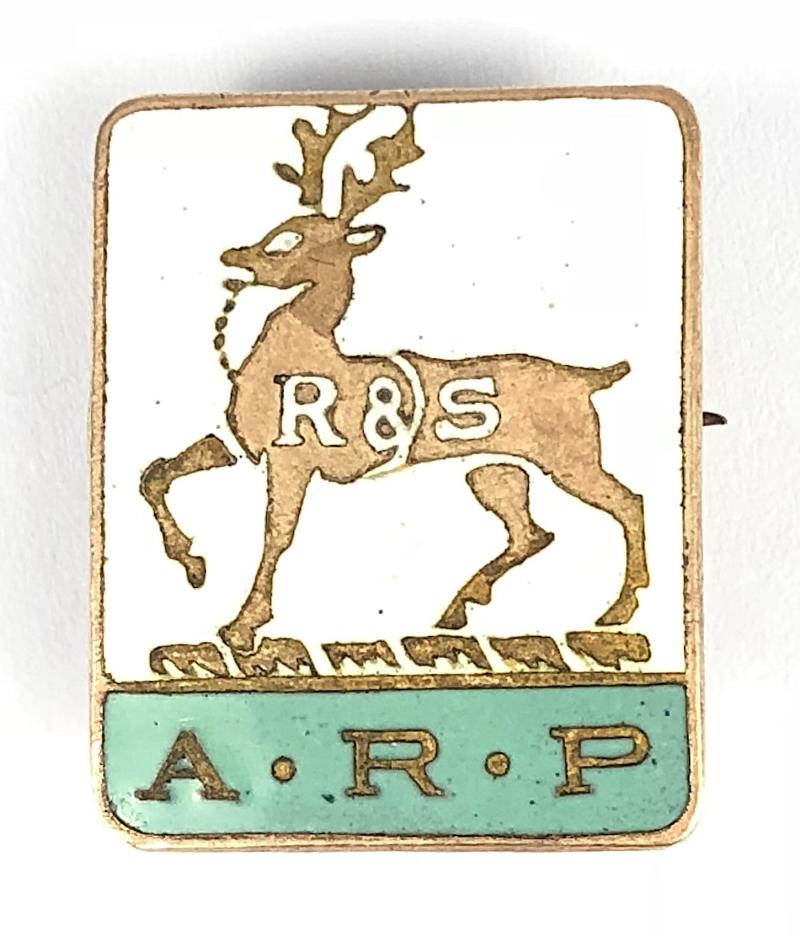 R & S Company ARP Air Raid Precauctions Badge