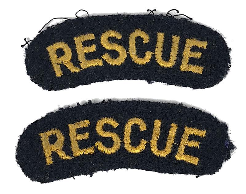 WW2 Civil Defence Rescue Party Pair of  Shoulder Title Badges Introduced 1941