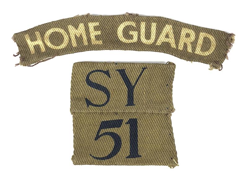 Home Guard SY 51 Malden Surrey cloth designation badges