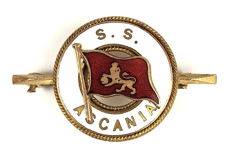 S.S. Ascania Cunard Shipping Line ships bouy pin badge circa 1911 - 1918