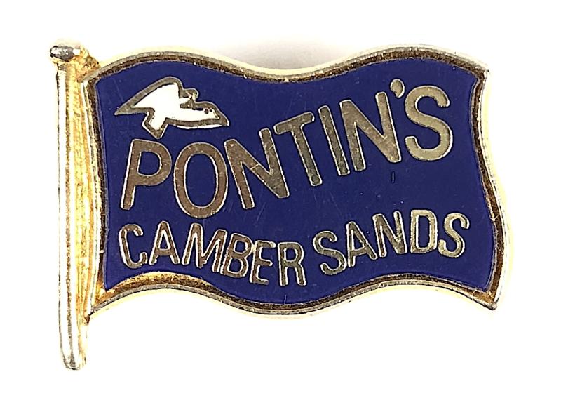 Pontins Holiday Camp Camber Sands enamel flag badge near Rye East Sussex