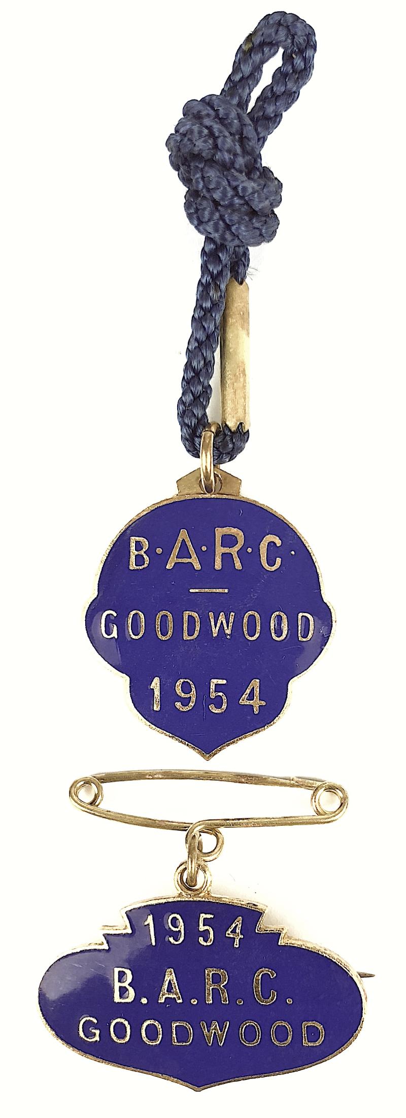 1954 British Automobile Racing Club BARC Goodwood pair of badges