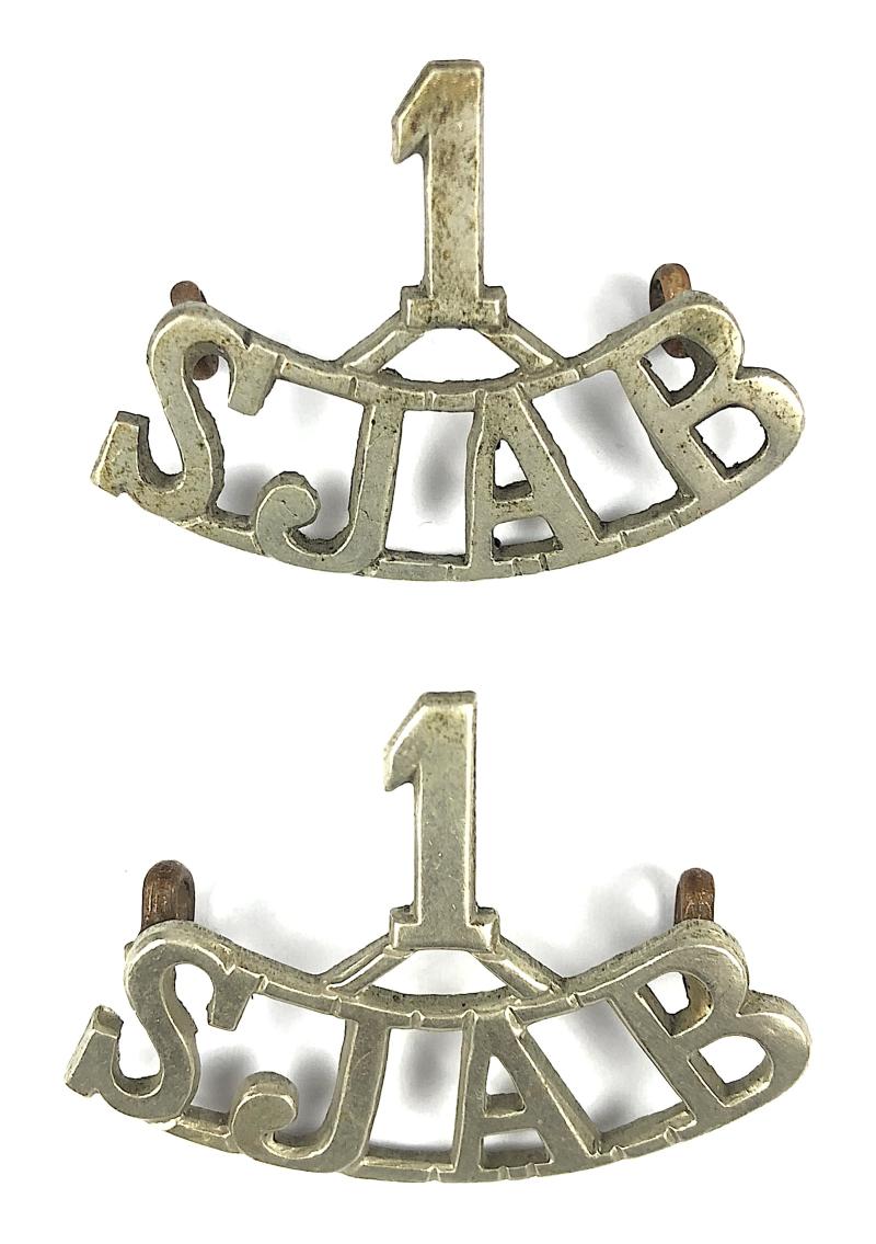 St John Ambulance Brigade pair of shoulder title badges