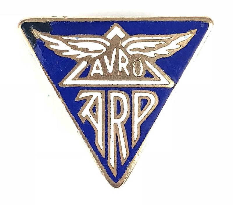 Avro Aircraft Manufacturer ARP air raid precautions badge