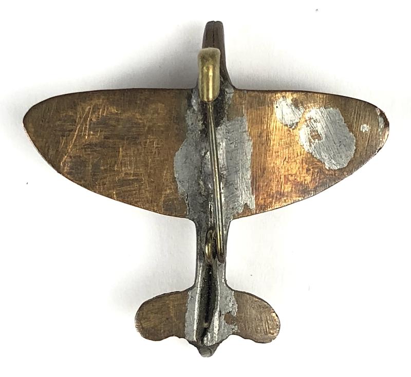 WW2 Spitfire Fighter Plane copper penny fundraising badge