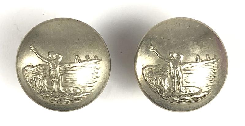 Observer Corps small matching pair of white metal breast pocket uniform buttons