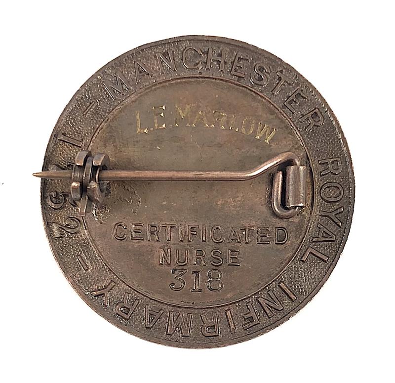 Manchester Royal Infirmary Certificated Nurse Bronze Hospital Badge