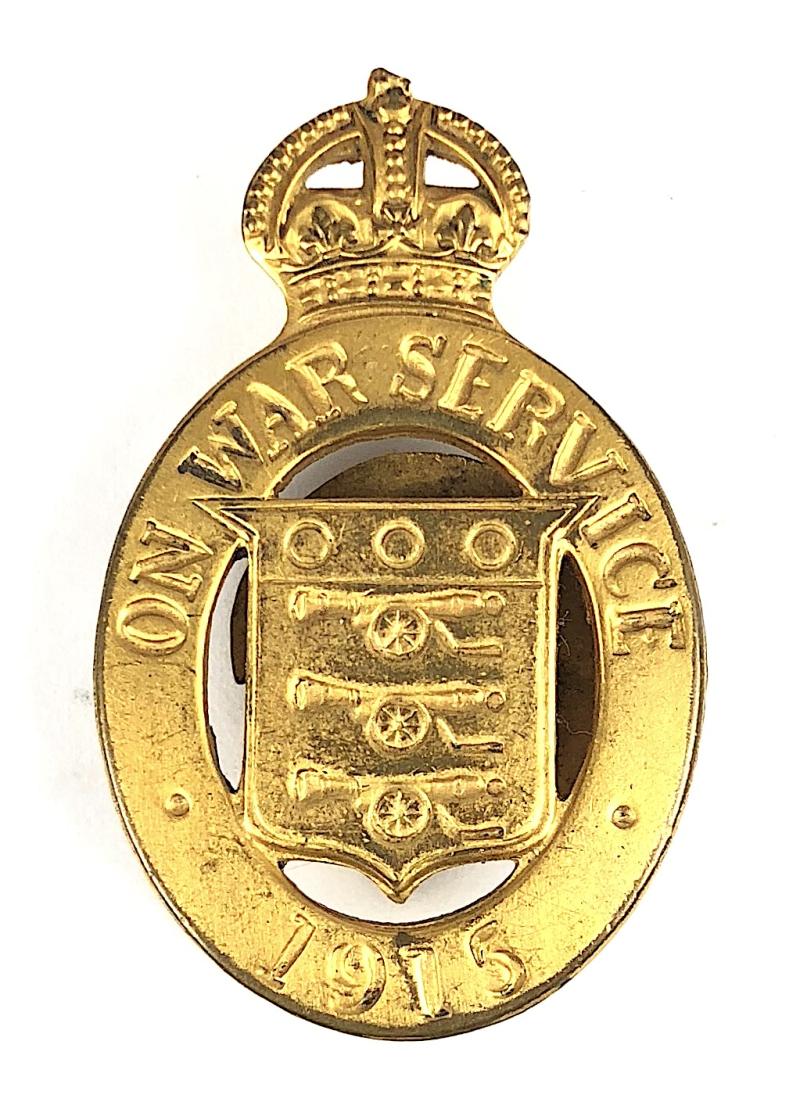 WW1 On War Service 1915 munition workers badge by Mappin & Webb 'R'